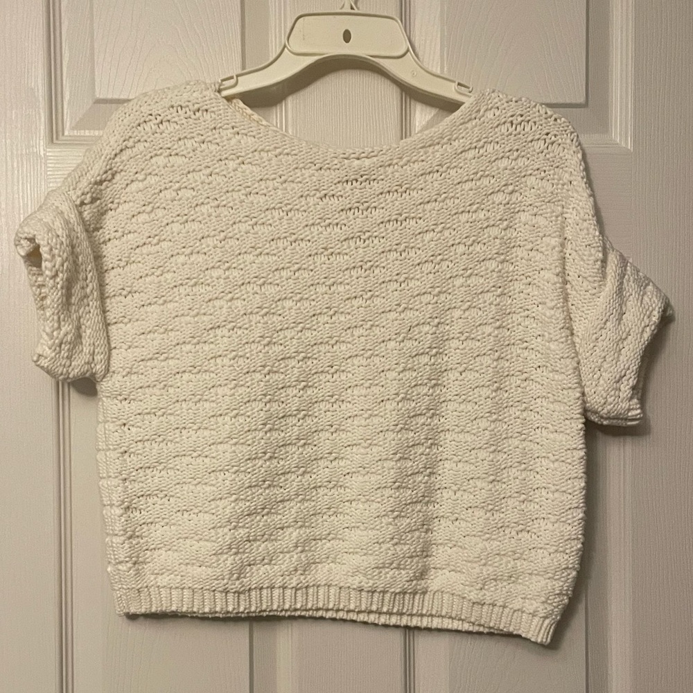 LOFT ivory knit crop top sweater